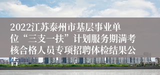 2022江苏泰州市基层事业单位“三支一扶”计划服务期满考核合格人员专项招聘体检结果公告