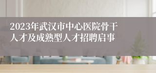 2023年武汉市中心医院骨干人才及成熟型人才招聘启事