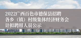 2022广西百色市德保县招聘各乡（镇）村级集体经济财务会计拟聘用人员公示