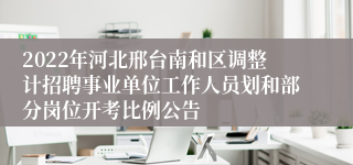 2022年河北邢台南和区调整计招聘事业单位工作人员划和部分岗位开考比例公告