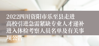 2022四川资阳市乐至县走进高校引进急需紧缺专业人才递补进入体检考察人员名单及有关事项公告