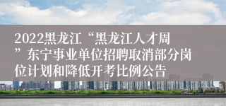 2022黑龙江“黑龙江人才周”东宁事业单位招聘取消部分岗位计划和降低开考比例公告