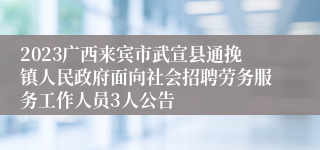 2023广西来宾市武宣县通挽镇人民政府面向社会招聘劳务服务工作人员3人公告