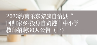 2023海南乐东黎族自治县“回归家乡·投身自贸港”中小学教师招聘30人公告（一）