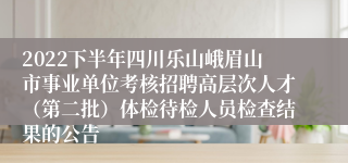 2022下半年四川乐山峨眉山市事业单位考核招聘高层次人才（第二批）体检待检人员检查结果的公告