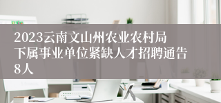 2023云南文山州农业农村局下属事业单位紧缺人才招聘通告8人