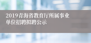 2019青海省教育厅所属事业单位招聘拟聘公示