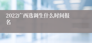 2022广西选调生什么时间报名