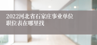 2022河北省石家庄事业单位职位表在哪里找