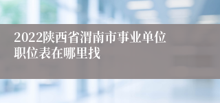 2022陕西省渭南市事业单位职位表在哪里找