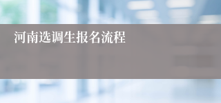 河南选调生报名流程