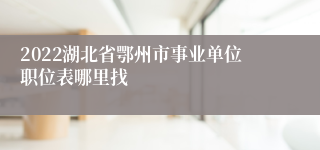 2022湖北省鄂州市事业单位职位表哪里找