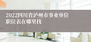 2022四川省泸州市事业单位职位表在哪里找