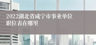 2022湖北省咸宁市事业单位职位表在哪里