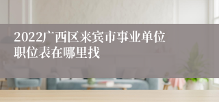 2022广西区来宾市事业单位职位表在哪里找