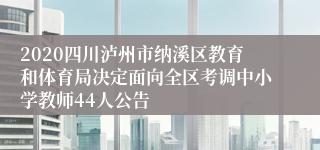 2020四川泸州市纳溪区教育和体育局决定面向全区考调中小学教师44人公告