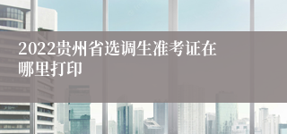 2022贵州省选调生准考证在哪里打印