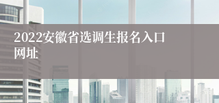 2022安徽省选调生报名入口网址