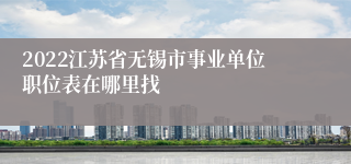 2022江苏省无锡市事业单位职位表在哪里找