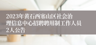 2023年黄石西塞山区社会治理信息中心招聘聘用制工作人员2人公告