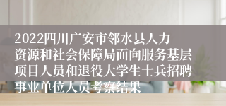 2022四川广安市邻水县人力资源和社会保障局面向服务基层项目人员和退役大学生士兵招聘事业单位人员考察结果