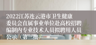 2022江苏连云港市卫生健康委员会直属事业单位赴高校招聘编制内专业技术人员拟聘用人员公示（第三批）