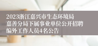 2023浙江嘉兴市生态环境局嘉善分局下属事业单位公开招聘编外工作人员4名公告