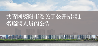 共青团资阳市委关于公开招聘1名临聘人员的公告