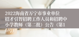 2022海南省万宁市事业单位招才引智招聘工作人员和招聘中小学教师（第二批）公告（第16号）