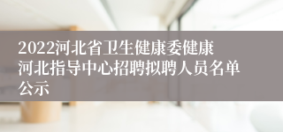 2022河北省卫生健康委健康河北指导中心招聘拟聘人员名单公示