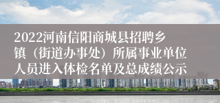 2022河南信阳商城县招聘乡镇（街道办事处）所属事业单位人员进入体检名单及总成绩公示