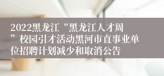 2022黑龙江“黑龙江人才周”校园引才活动黑河市直事业单位招聘计划减少和取消公告