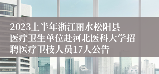 2023上半年浙江丽水松阳县医疗卫生单位赴河北医科大学招聘医疗卫技人员17人公告