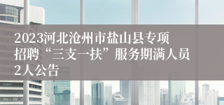 2023河北沧州市盐山县专项招聘“三支一扶”服务期满人员2人公告