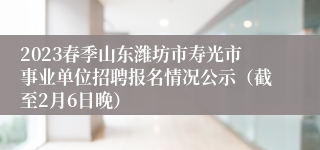 2023春季山东潍坊市寿光市事业单位招聘报名情况公示（截至2月6日晚）