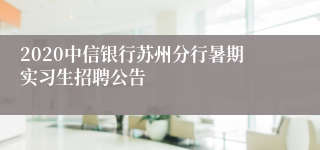 2020中信银行苏州分行暑期实习生招聘公告