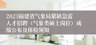 2023福建省气象局紧缺急需人才招聘（气象类硕士岗位）成绩公布及体检须知