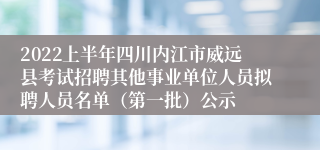 2022上半年四川内江市威远县考试招聘其他事业单位人员拟聘人员名单（第一批）公示