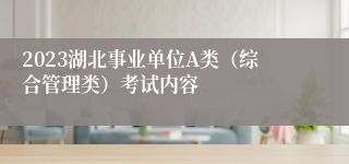 2023湖北事业单位A类（综合管理类）考试内容