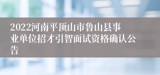 2022河南平顶山市鲁山县事业单位招才引智面试资格确认公告