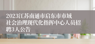 2023江苏南通市启东市市域社会治理现代化指挥中心人员招聘3人公告