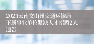 2023云南文山州交通运输局下属事业单位紧缺人才招聘2人通告