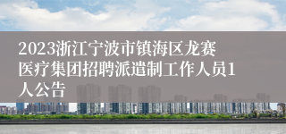 2023浙江宁波市镇海区龙赛医疗集团招聘派遣制工作人员1人公告