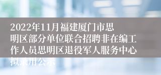 2022年11月福建厦门市思明区部分单位联合招聘非在编工作人员思明区退役军人服务中心拟录用公示