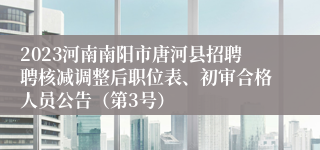 2023河南南阳市唐河县招聘聘核减调整后职位表、初审合格人员公告（第3号）