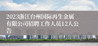 2023浙江台州国际再生金属有限公司招聘工作人员12人公告