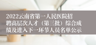 2022云南省第一人民医院招聘高层次人才（第三批）综合成绩及进入下一环节人员名单公示