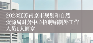 2023江苏南京市规划和自然资源局财务中心招聘编制外工作人员1人简章