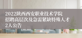 2022陕西西安职业技术学院招聘高层次及急需紧缺特殊人才2人公告