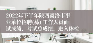 2022年下半年陕西商洛市事业单位招聘(募) 工作人员面试成绩、考试总成绩、进入体检人员及考察安排